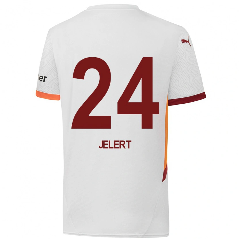 Danxen Mujer Camiseta Elias Jelert #24 Blanco Amarillo Rojo 2ª Equipación 2024/25 La Camisa México