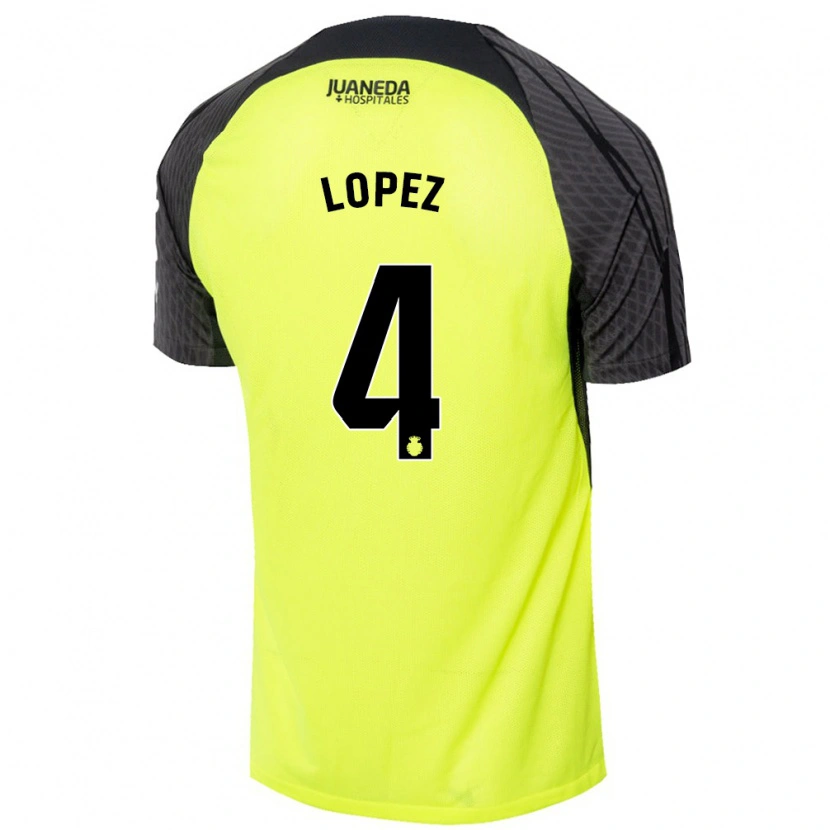 Danxen Mujer Camiseta David López #4 Verde Fluorescente Negro 2ª Equipación 2024/25 La Camisa México