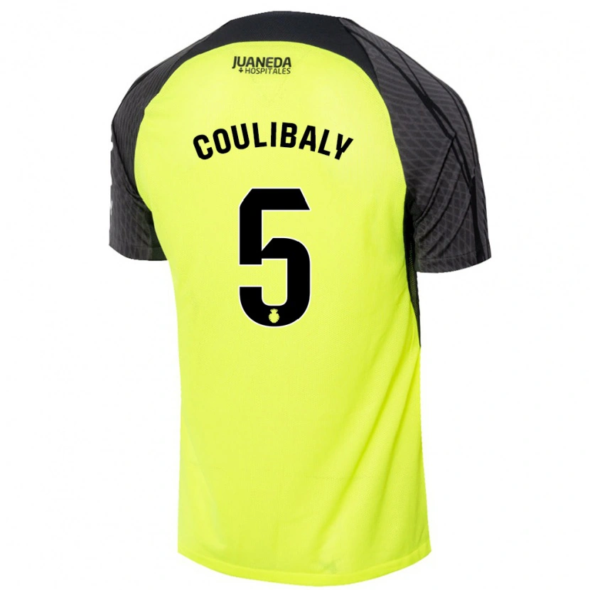 Danxen Mujer Camiseta Habib Anas Coulibaly #5 Verde Fluorescente Negro 2ª Equipación 2024/25 La Camisa México