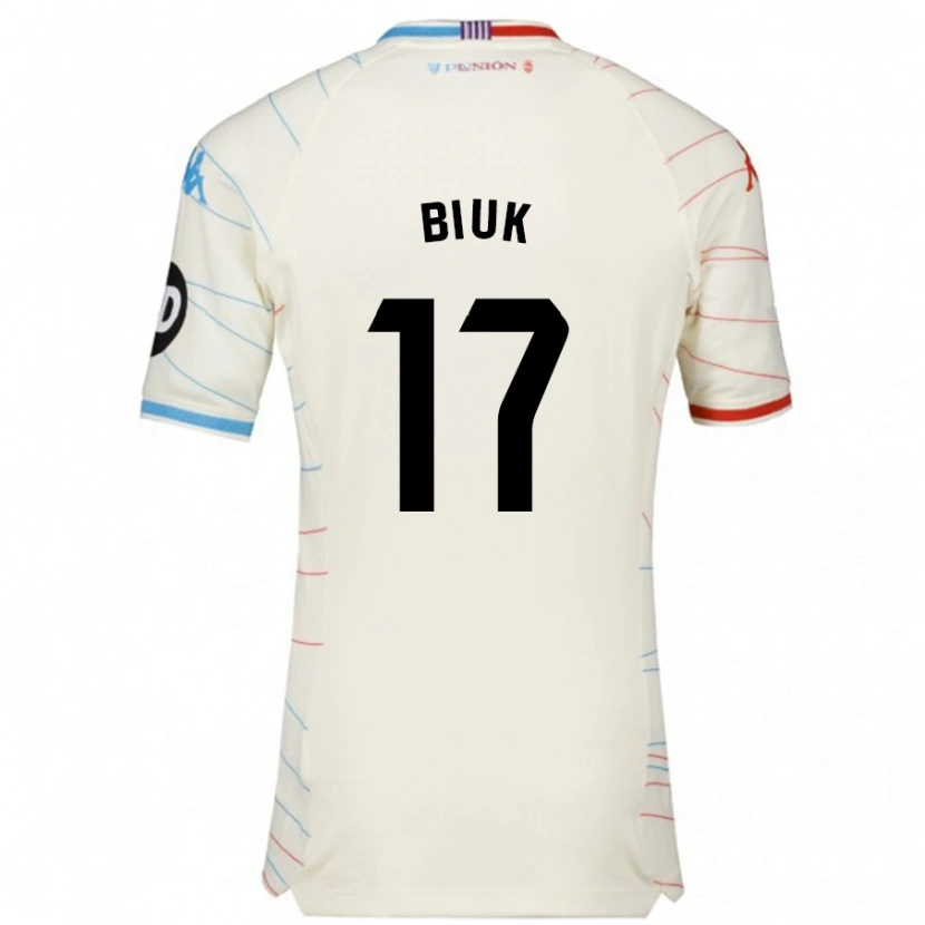 Danxen Mujer Camiseta Stipe Biuk #17 Blanco Rojo Azul 2ª Equipación 2024/25 La Camisa México