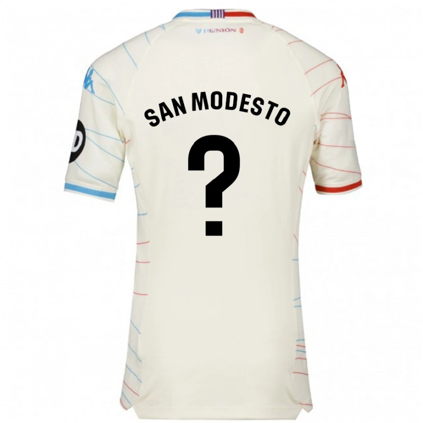 Danxen Mujer Camiseta Hugo San Modesto #0 Blanco Rojo Azul 2ª Equipación 2024/25 La Camisa México