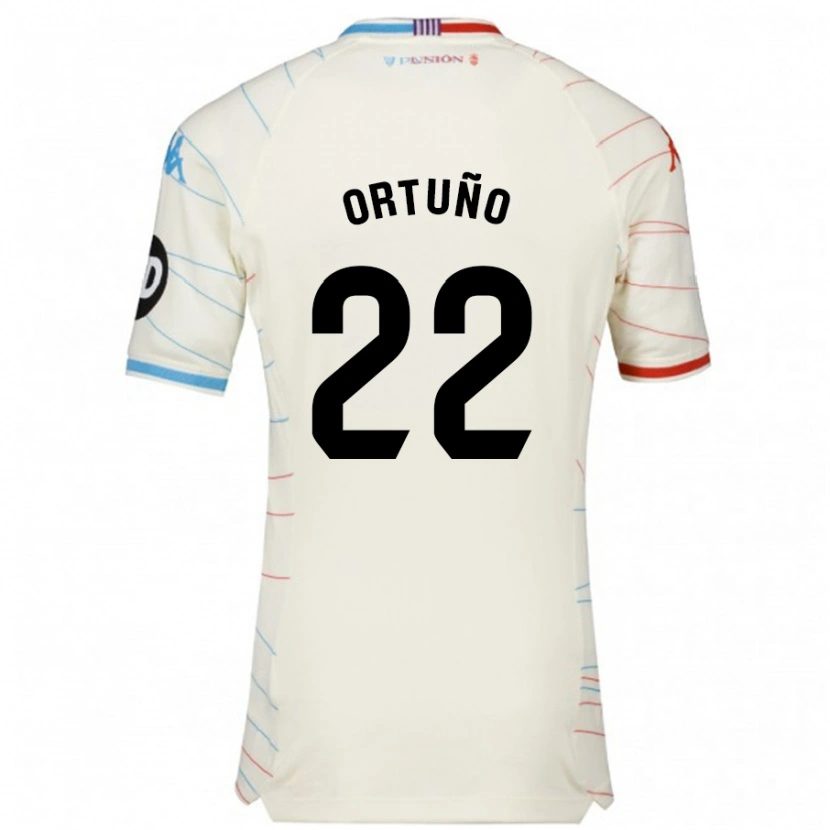 Danxen Mujer Camiseta Fran Ortuño #22 Blanco Rojo Azul 2ª Equipación 2024/25 La Camisa México