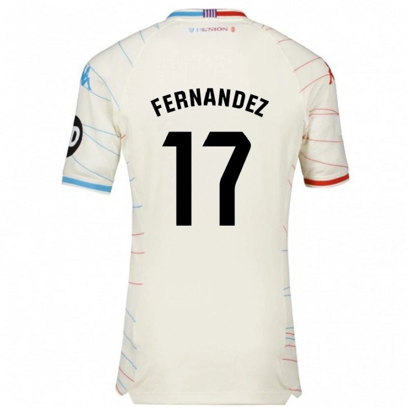 Danxen Mujer Camiseta Dani Fernández #17 Blanco Rojo Azul 2ª Equipación 2024/25 La Camisa México