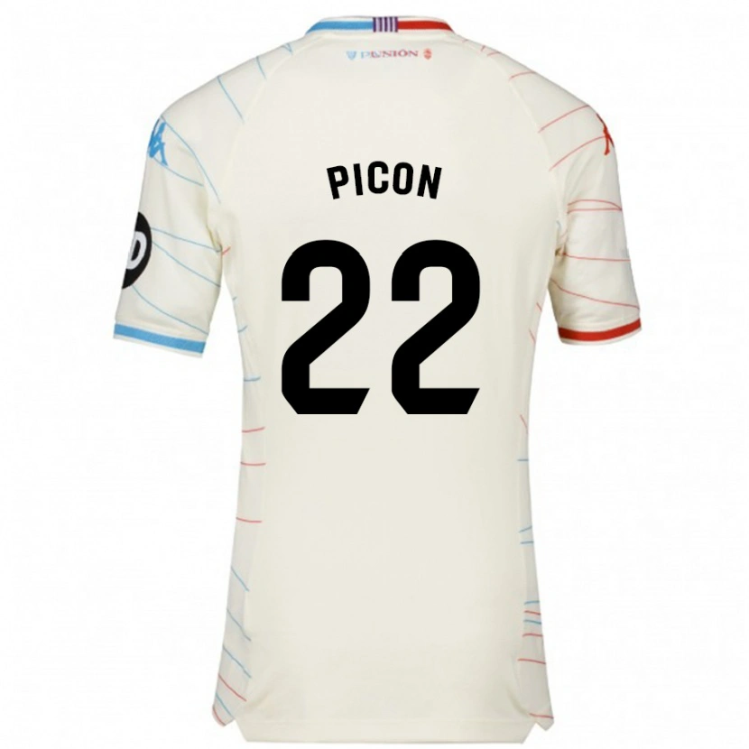 Danxen Mujer Camiseta Pablo Picón #22 Blanco Rojo Azul 2ª Equipación 2024/25 La Camisa México
