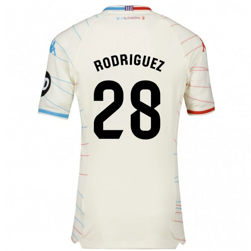 Danxen Mujer Camiseta Yago Rodríguez #28 Blanco Rojo Azul 2ª Equipación 2024/25 La Camisa México