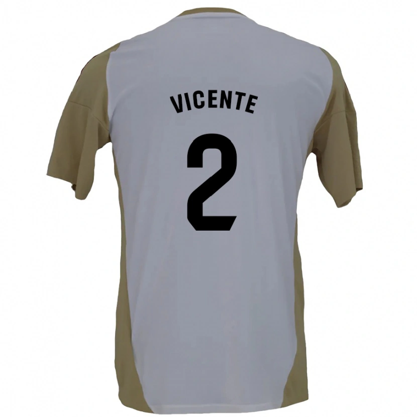 Danxen Mujer Camiseta David Vicente #2 Marrón Blanco 2ª Equipación 2024/25 La Camisa México