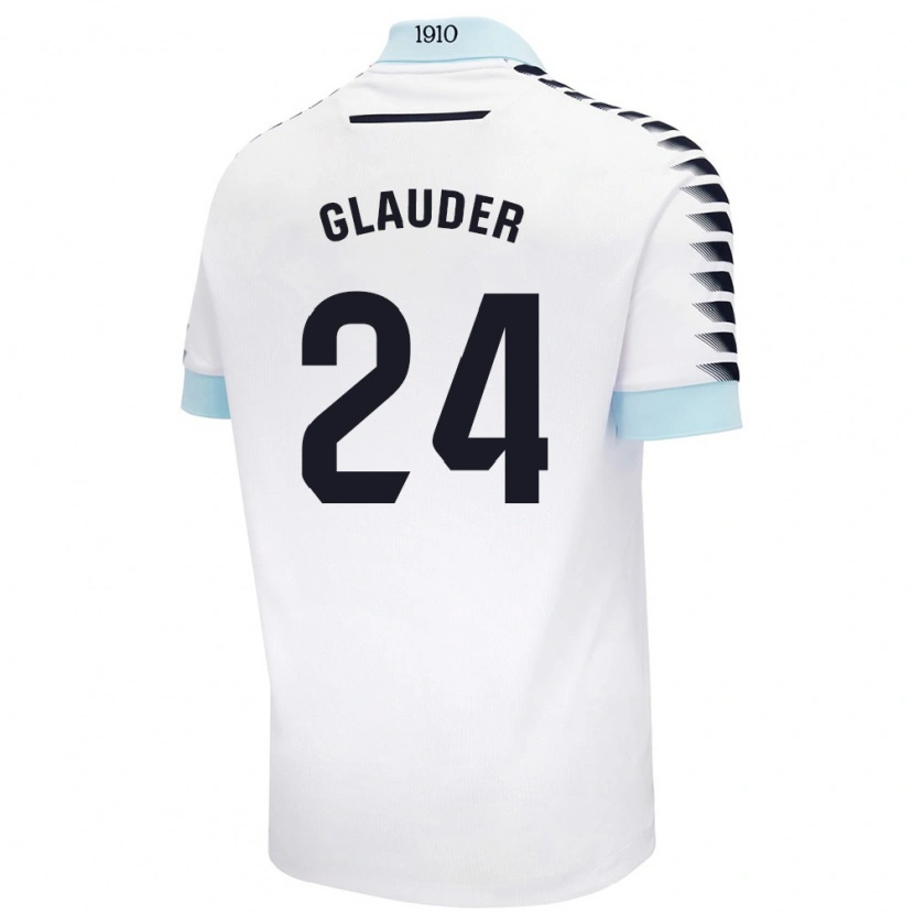 Danxen Mujer Camiseta Cristian Glauder #24 Blanco Azul 2ª Equipación 2024/25 La Camisa México