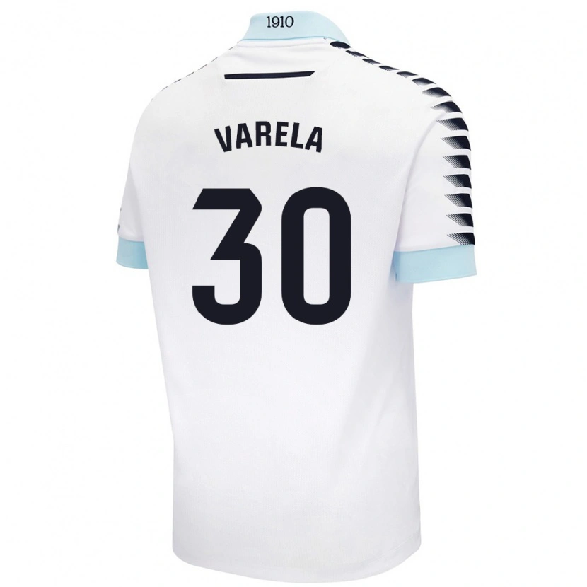 Danxen Mujer Camiseta Brandon Varela #30 Blanco Azul 2ª Equipación 2024/25 La Camisa México