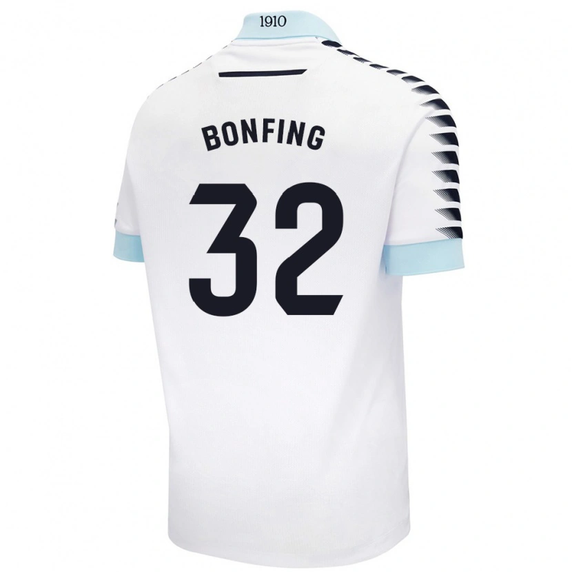 Danxen Mujer Camiseta Boubacar Bonfing #32 Blanco Azul 2ª Equipación 2024/25 La Camisa México
