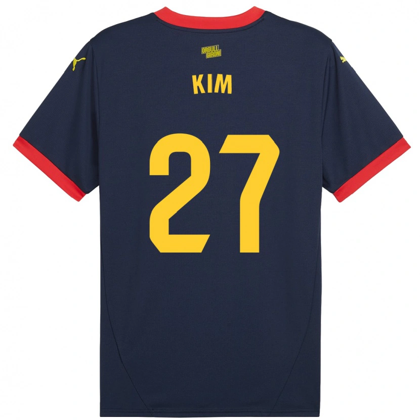 Danxen Mujer Camiseta Min-Su Kim #27 Azul Marino Rojo 2ª Equipación 2024/25 La Camisa México