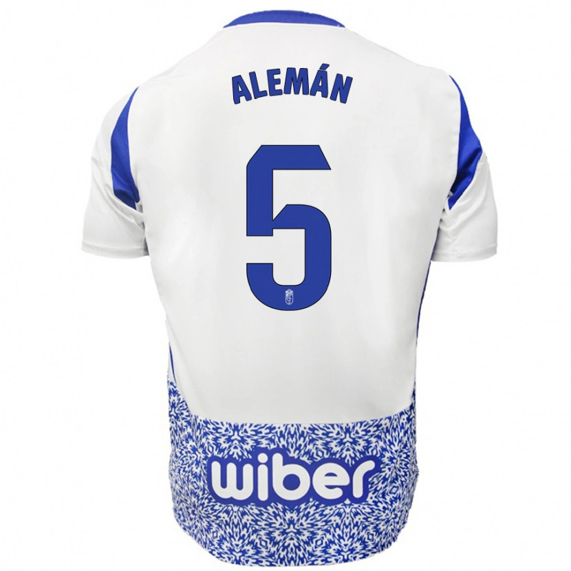 Danxen Mujer Camiseta Carlos Alemán #5 Blanco Azul 2ª Equipación 2024/25 La Camisa México