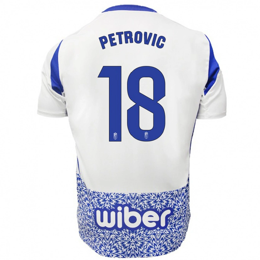 Danxen Mujer Camiseta Njegos Petrovic #18 Blanco Azul 2ª Equipación 2024/25 La Camisa México