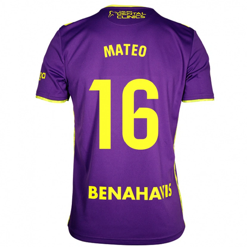 Danxen Mujer Camiseta Ángel Mateo #16 Púrpura Amarillo 2ª Equipación 2024/25 La Camisa México