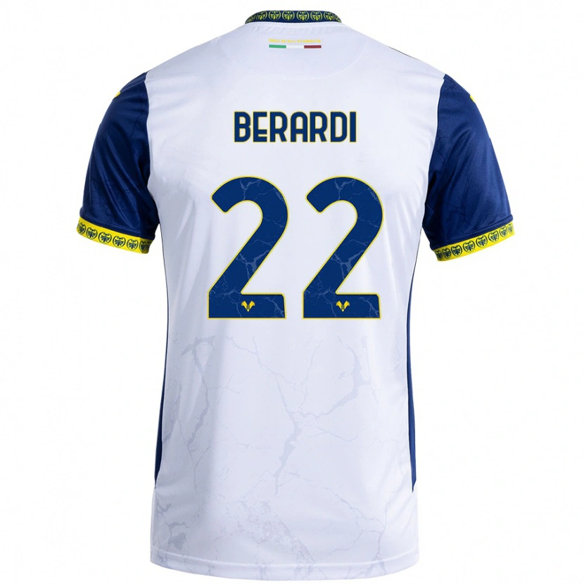 Danxen Mujer Camiseta Alessandro Berardi #22 Blanco Azul 2ª Equipación 2024/25 La Camisa México