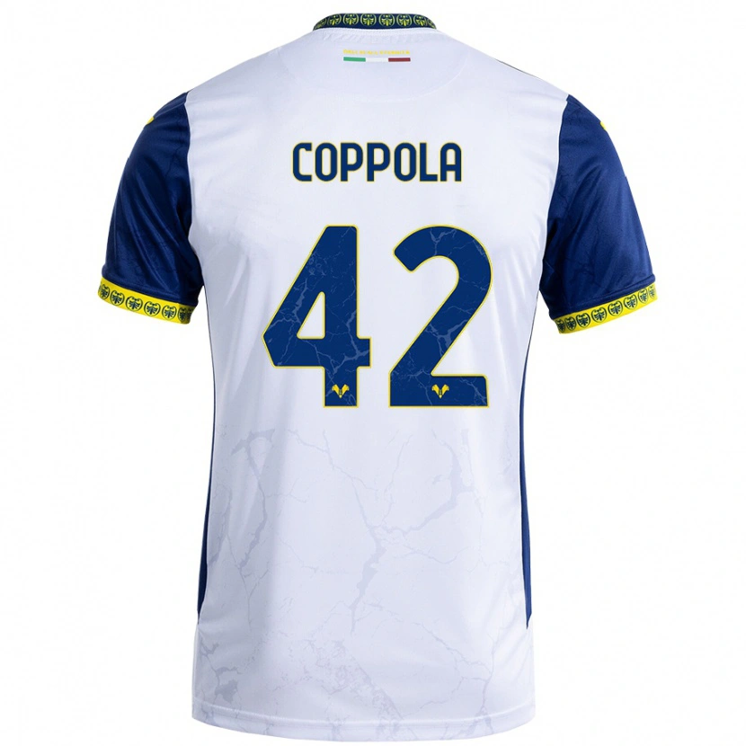 Danxen Mujer Camiseta Diego Coppola #42 Blanco Azul 2ª Equipación 2024/25 La Camisa México