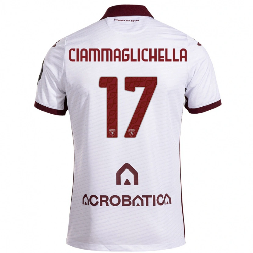 Danxen Mujer Camiseta Aaron Ciammaglichella #17 Blanco Granate 2ª Equipación 2024/25 La Camisa México