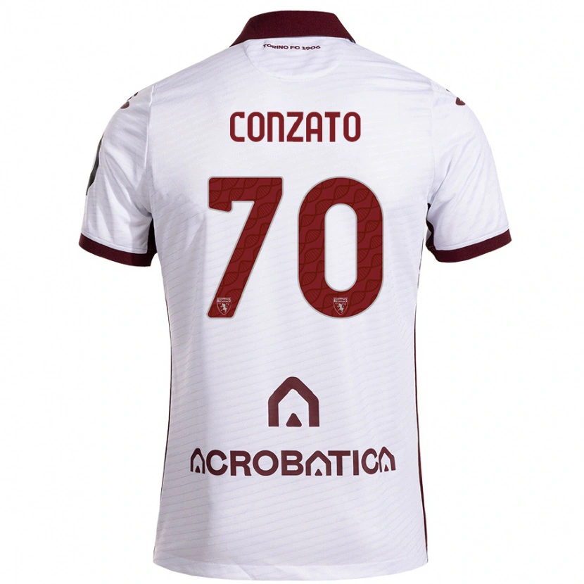 Danxen Mujer Camiseta Filippo Conzato #70 Blanco Granate 2ª Equipación 2024/25 La Camisa México