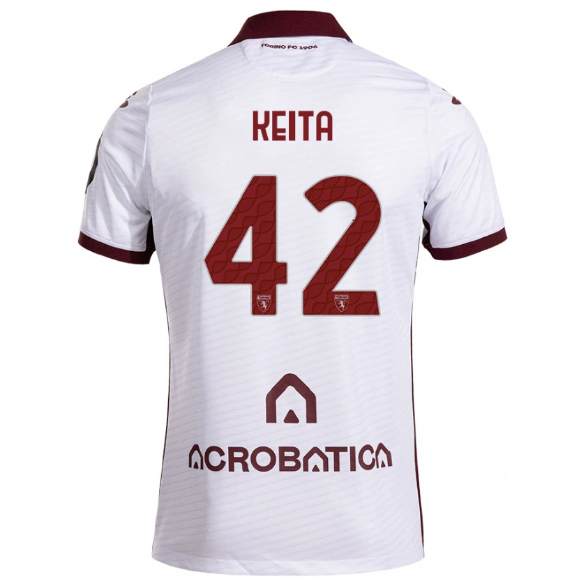 Danxen Mujer Camiseta Karamoko Keita #42 Blanco Granate 2ª Equipación 2024/25 La Camisa México