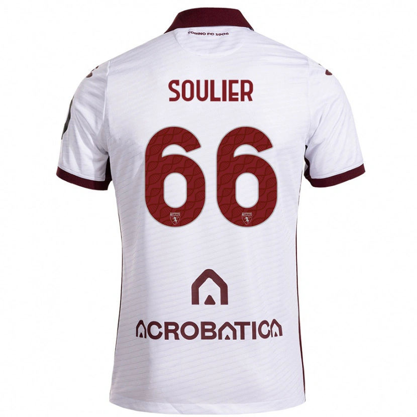 Danxen Mujer Camiseta Evan Soulier #66 Blanco Granate 2ª Equipación 2024/25 La Camisa México