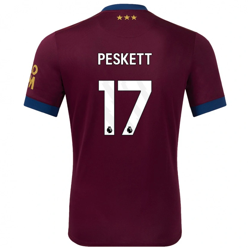 Danxen Mujer Camiseta Sophie Peskett #17 Marrón 2ª Equipación 2024/25 La Camisa México