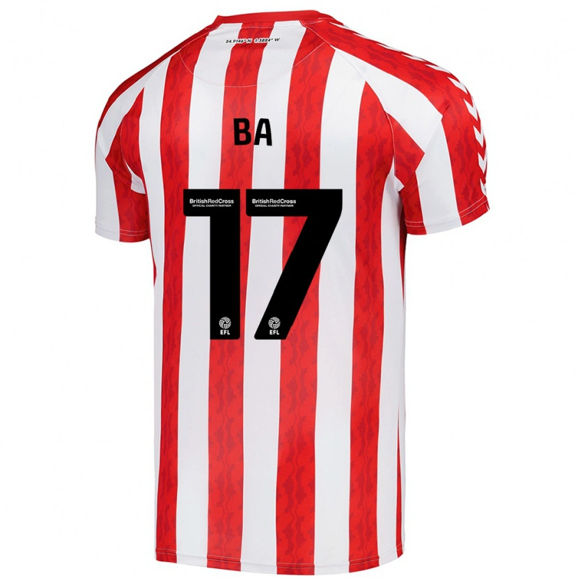 Danxen Niño Camiseta Abdoullah Ba #17 Rojo Blanco 1ª Equipación 2024/25 La Camisa México