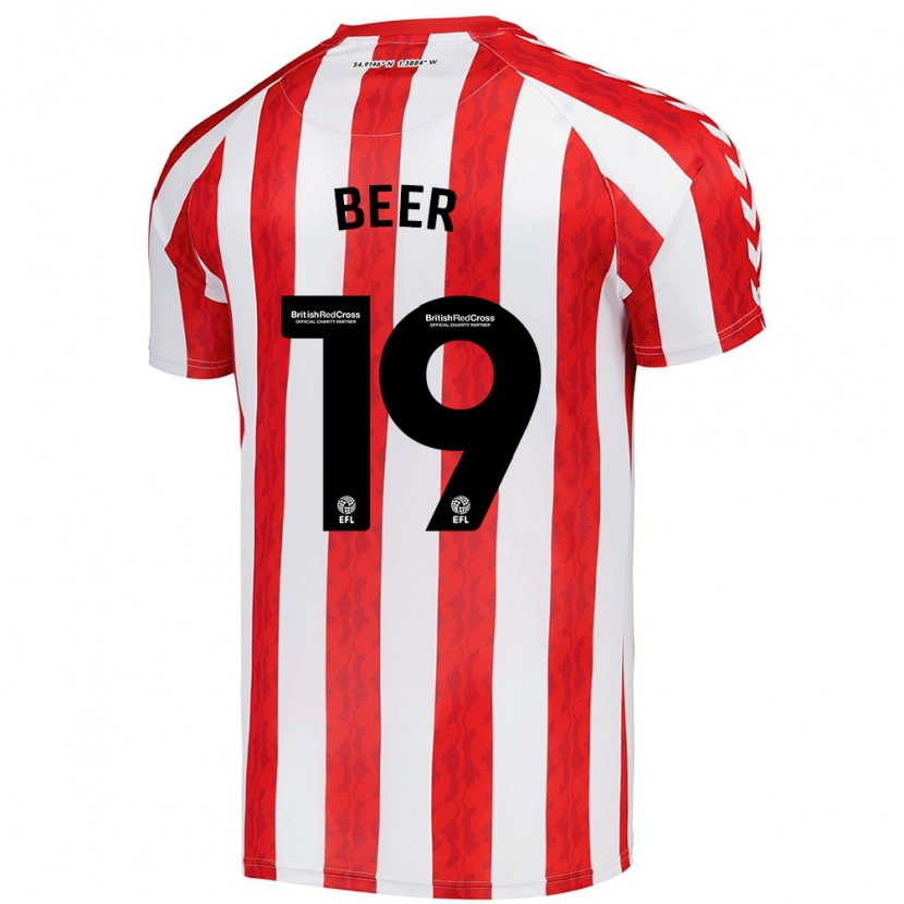 Danxen Niño Camiseta Megan Beer #19 Rojo Blanco 1ª Equipación 2024/25 La Camisa México