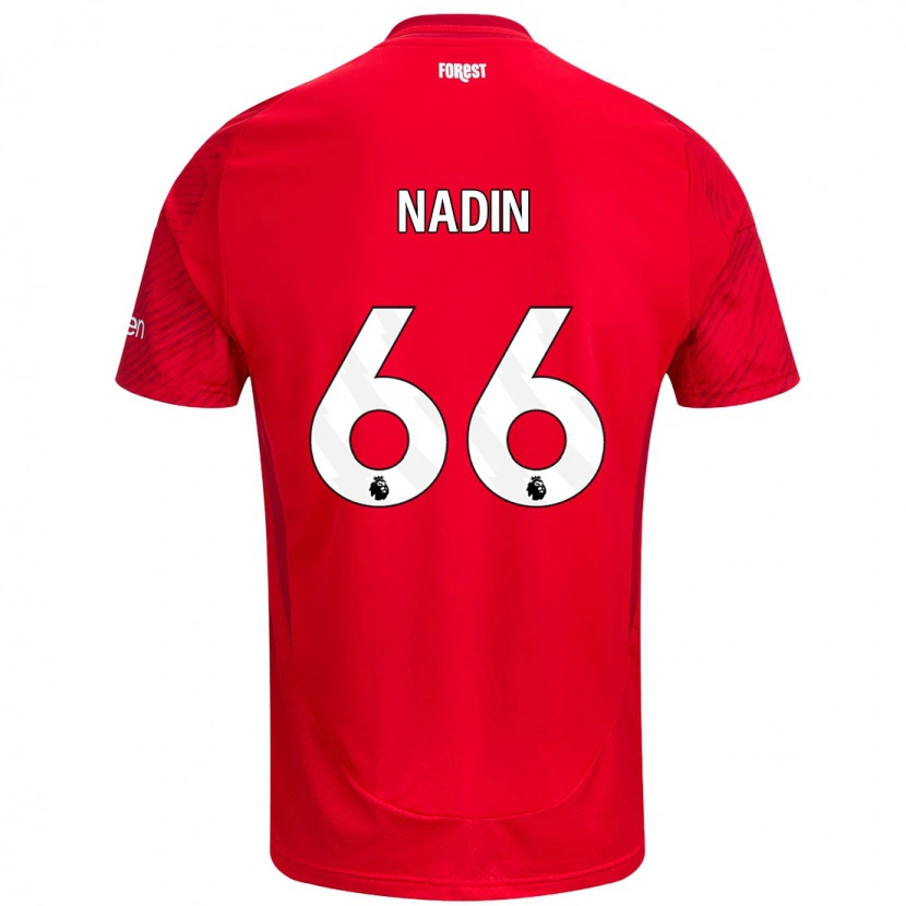 Danxen Niño Camiseta Jack Nadin #66 Rojo Blanco 1ª Equipación 2024/25 La Camisa México