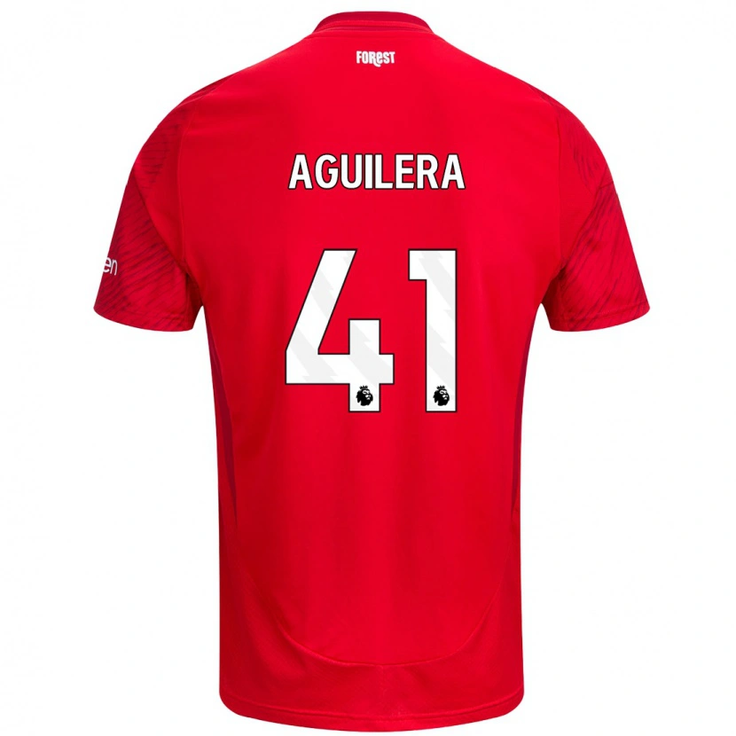Danxen Niño Camiseta Brandon Aguilera #41 Rojo Blanco 1ª Equipación 2024/25 La Camisa México