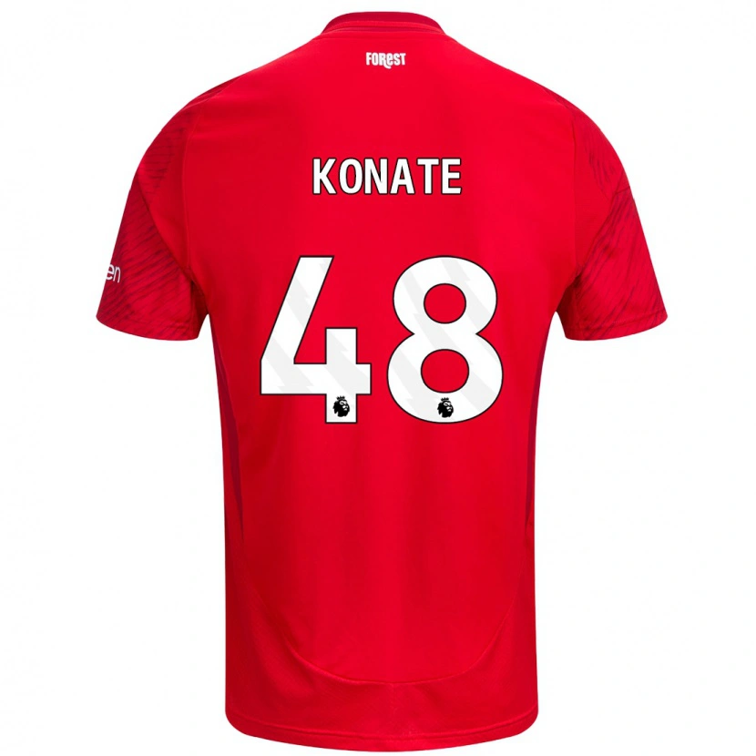 Danxen Niño Camiseta Ateef Konaté #48 Rojo Blanco 1ª Equipación 2024/25 La Camisa México