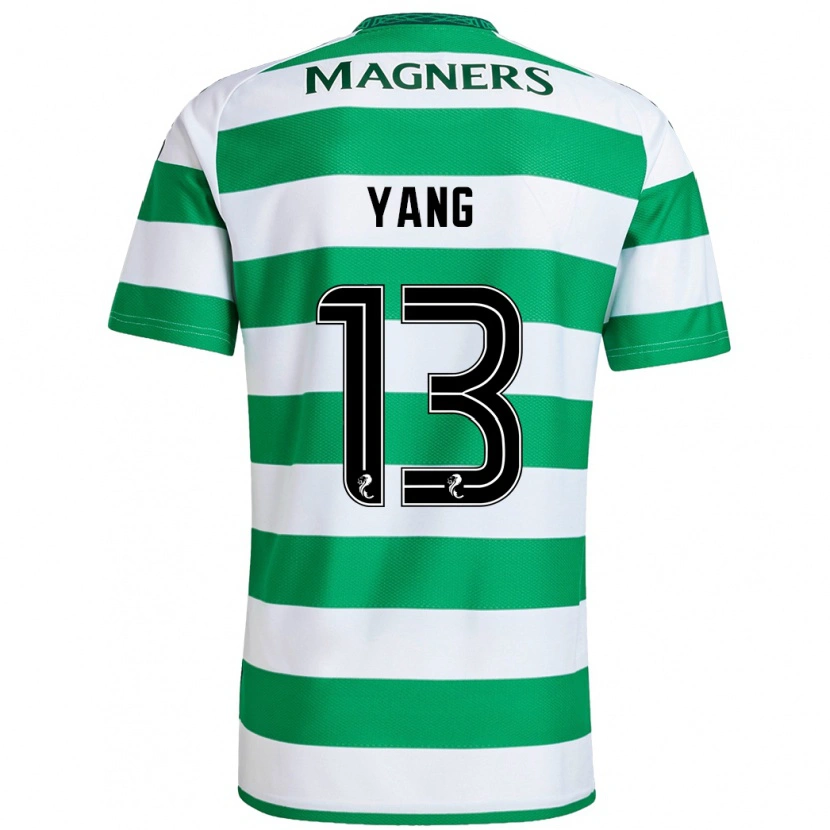 Danxen Niño Camiseta Hyun-Jun Yang #13 Verde Blanco 1ª Equipación 2024/25 La Camisa México