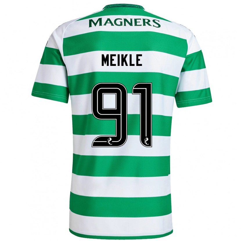 Danxen Niño Camiseta Jamie Meikle #91 Verde Blanco 1ª Equipación 2024/25 La Camisa México