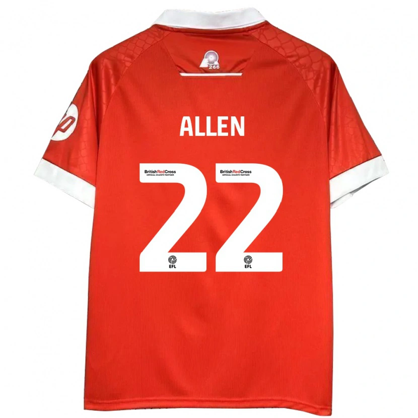 Danxen Niño Camiseta Keren Allen #22 Rojo Blanco 1ª Equipación 2024/25 La Camisa México