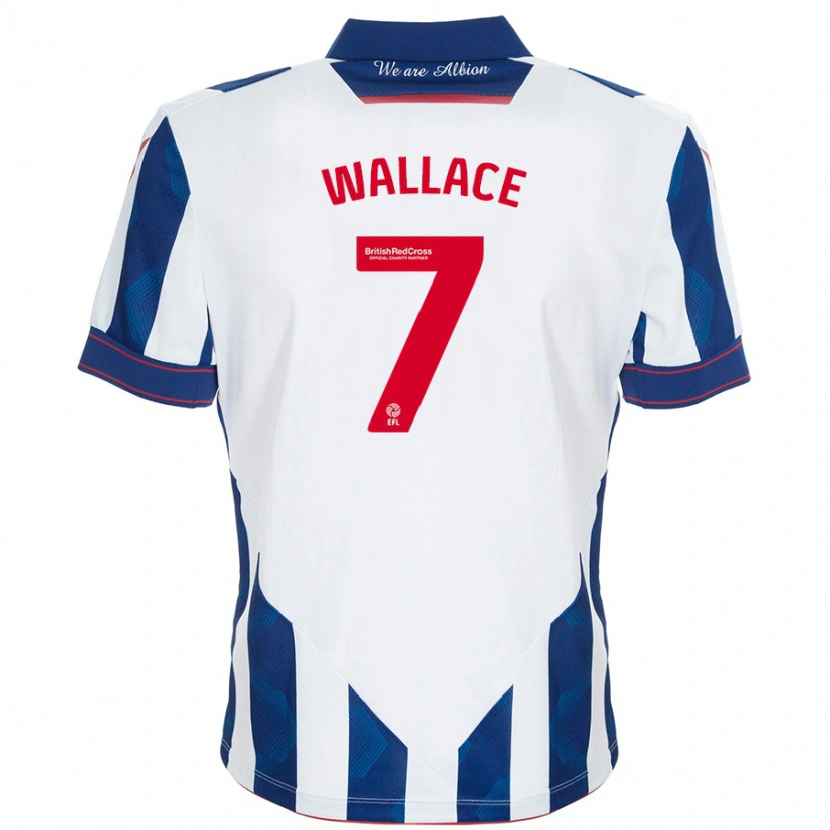 Danxen Niño Camiseta Jed Wallace #7 Blanco Azul Oscuro 1ª Equipación 2024/25 La Camisa México