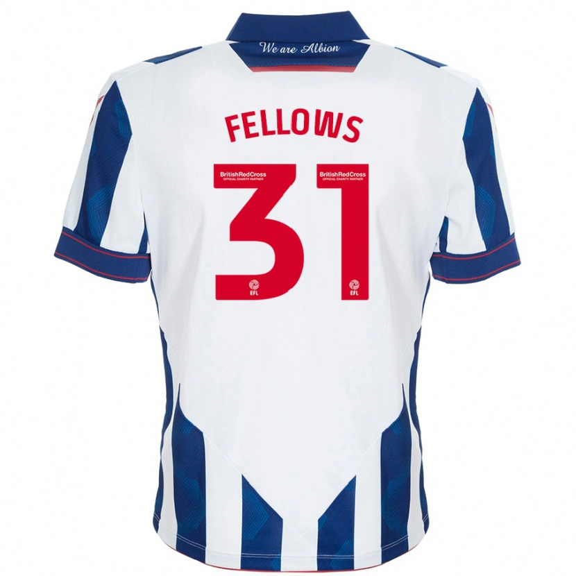 Danxen Niño Camiseta Tom Fellows #31 Blanco Azul Oscuro 1ª Equipación 2024/25 La Camisa México