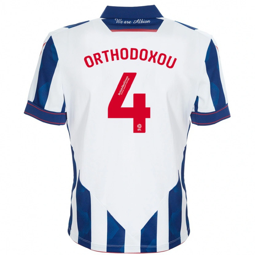 Danxen Niño Camiseta Francesca Orthodoxou #4 Blanco Azul Oscuro 1ª Equipación 2024/25 La Camisa México