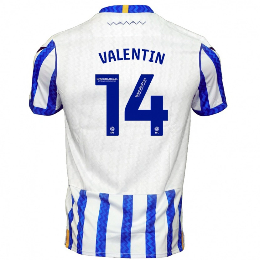 Danxen Niño Camiseta Pol Valentín #14 Azul Blanco 1ª Equipación 2024/25 La Camisa México