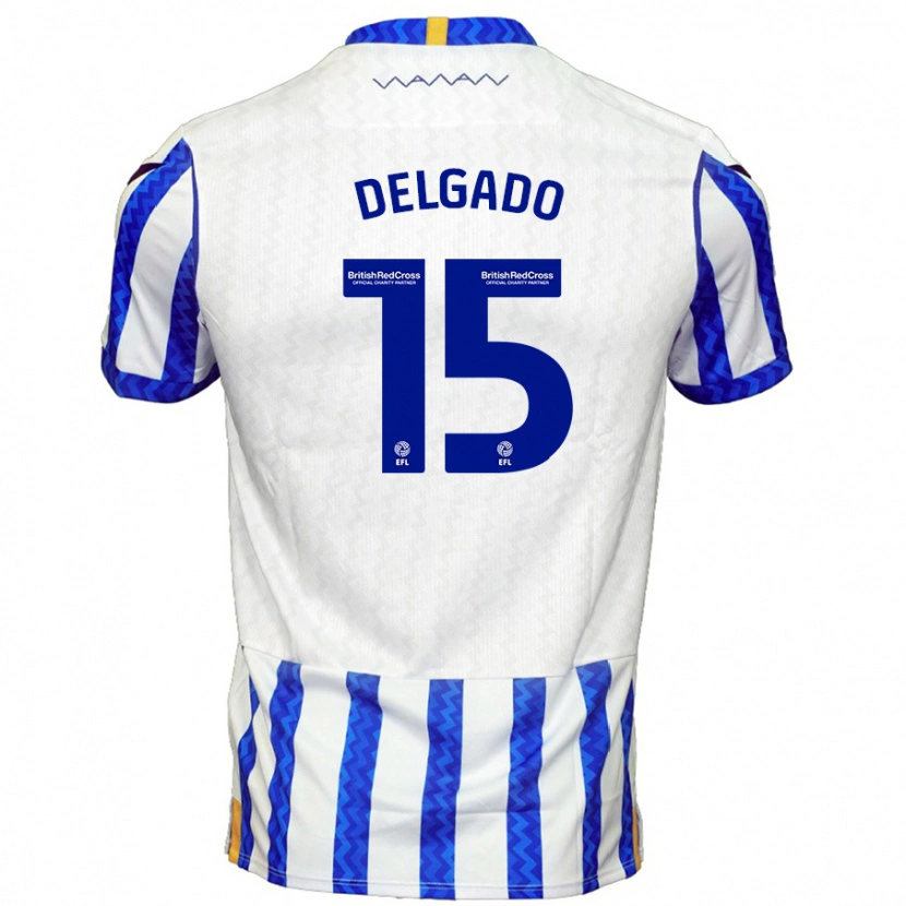 Danxen Niño Camiseta Juan Delgado #15 Azul Blanco 1ª Equipación 2024/25 La Camisa México