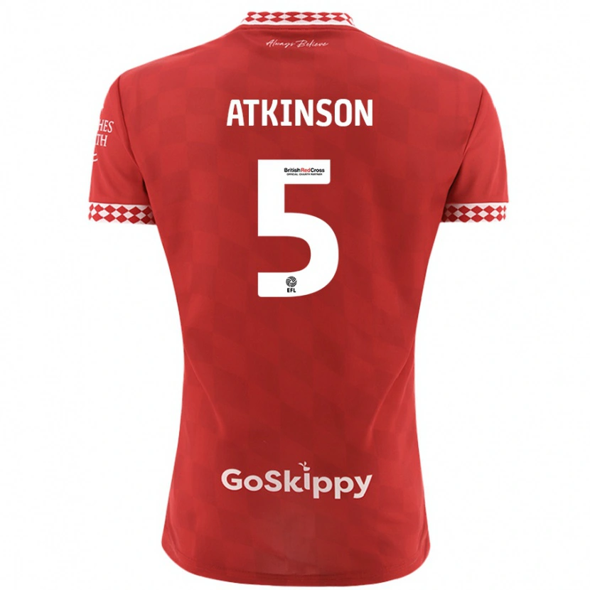 Danxen Niño Camiseta Rob Atkinson #5 Rojo 1ª Equipación 2024/25 La Camisa México