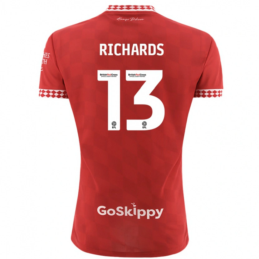 Danxen Niño Camiseta Harvey Wiles-Richards #13 Rojo 1ª Equipación 2024/25 La Camisa México