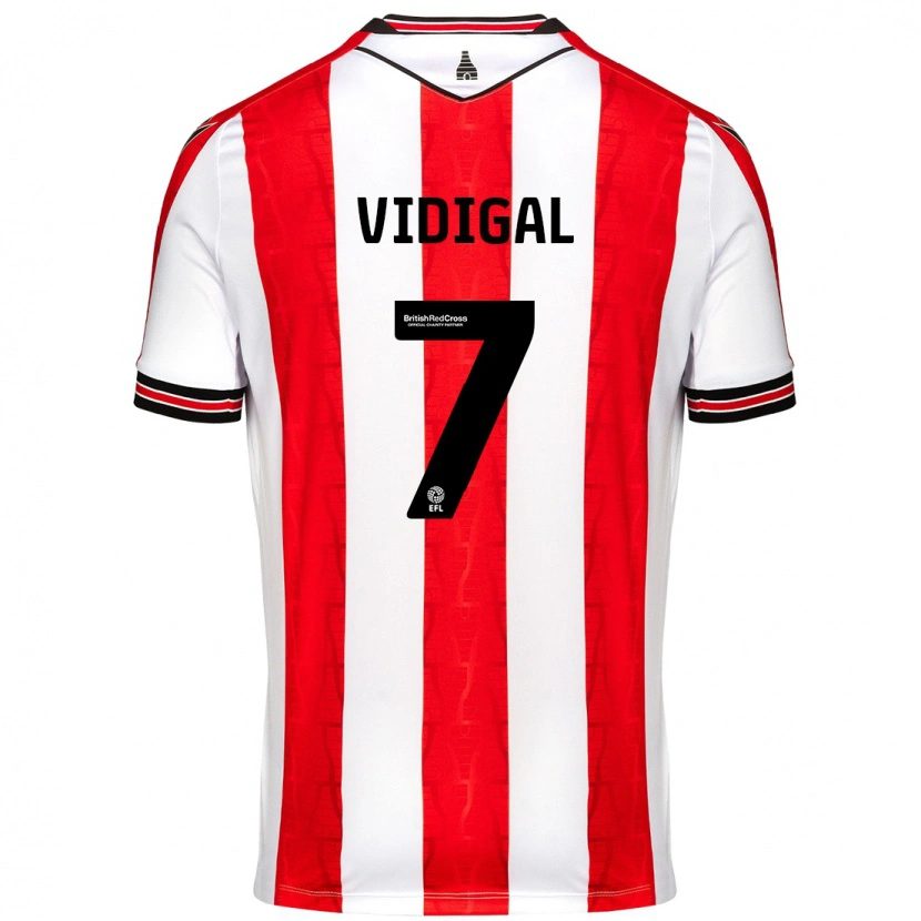 Danxen Niño Camiseta André Vidigal #7 Rojo Blanco 1ª Equipación 2024/25 La Camisa México