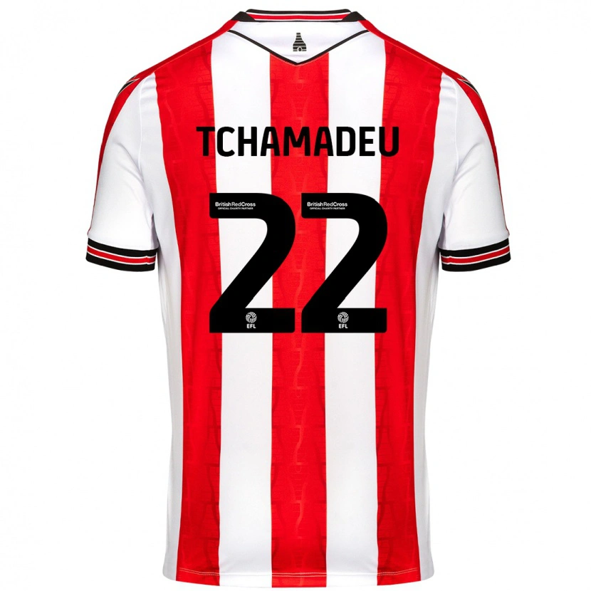 Danxen Niño Camiseta Junior Tchamadeu #22 Rojo Blanco 1ª Equipación 2024/25 La Camisa México