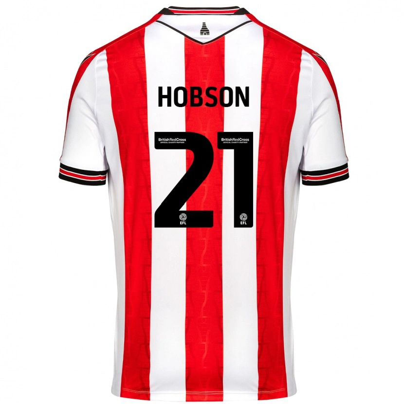 Danxen Niño Camiseta Elizabeth Hobson #21 Rojo Blanco 1ª Equipación 2024/25 La Camisa México