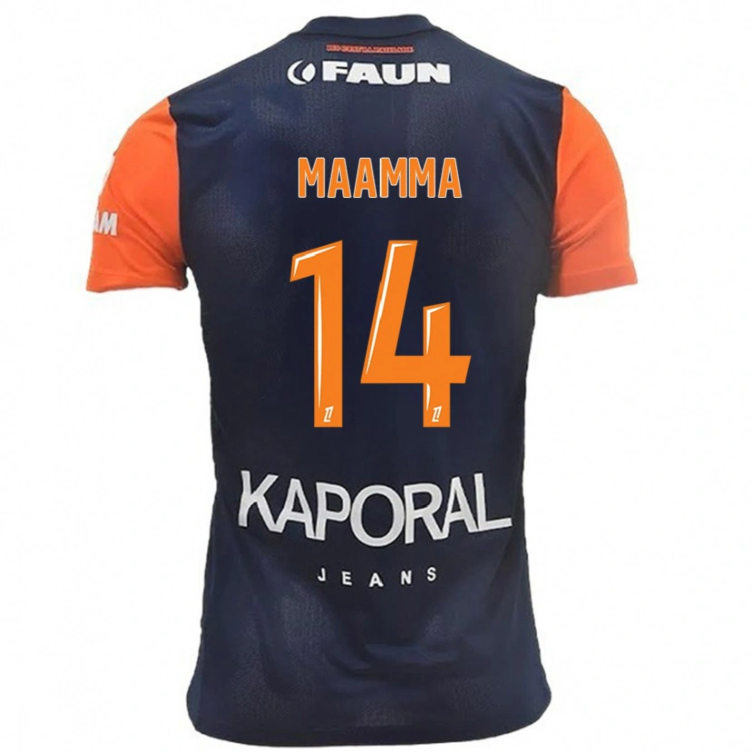 Danxen Niño Camiseta Othmane Maamma #14 Azul Marino Naranja 1ª Equipación 2024/25 La Camisa México