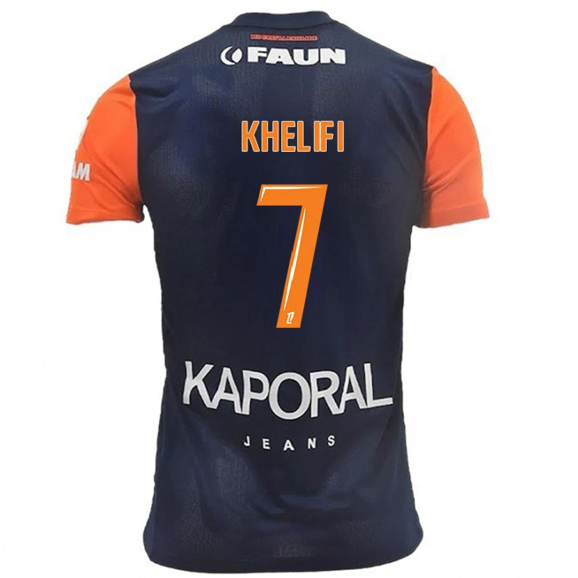 Danxen Niño Camiseta Léa Khelifi #7 Azul Marino Naranja 1ª Equipación 2024/25 La Camisa México