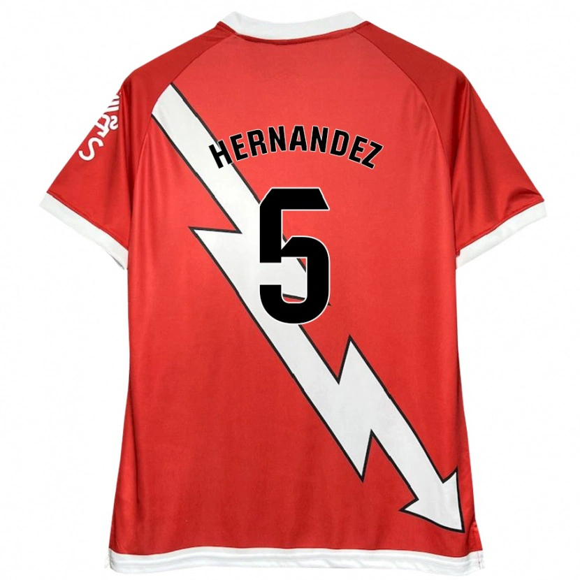 Danxen Niño Camiseta Aridane Hernández #5 Blanco Rojo 1ª Equipación 2024/25 La Camisa México