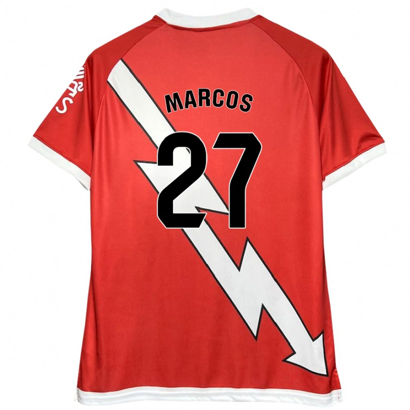 Danxen Niño Camiseta Álvaro Marcos #27 Blanco Rojo 1ª Equipación 2024/25 La Camisa México