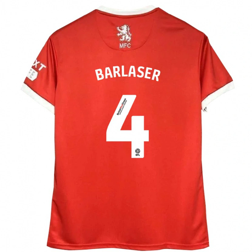 Danxen Niño Camiseta Dan Barlaser #4 Rojo Blanco 1ª Equipación 2024/25 La Camisa México