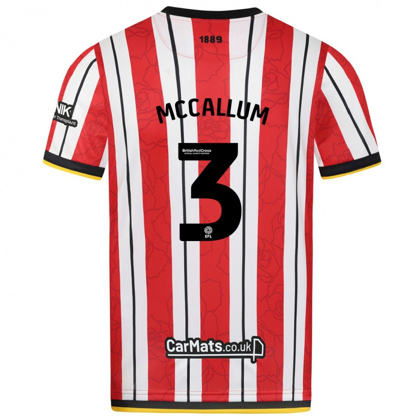 Danxen Niño Camiseta Sam Mccallum #3 Rojo Blanco Rayas 1ª Equipación 2024/25 La Camisa México