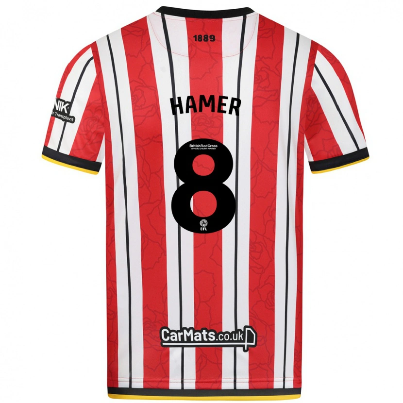 Danxen Niño Camiseta Gustavo Hamer #8 Rojo Blanco Rayas 1ª Equipación 2024/25 La Camisa México