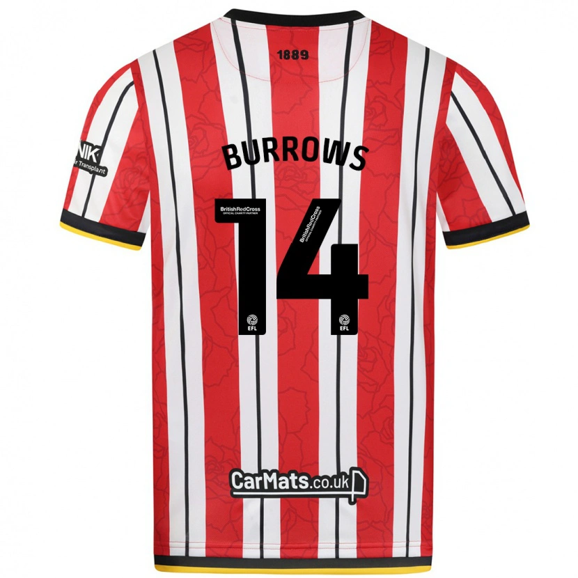 Danxen Niño Camiseta Harrison Burrows #14 Rojo Blanco Rayas 1ª Equipación 2024/25 La Camisa México